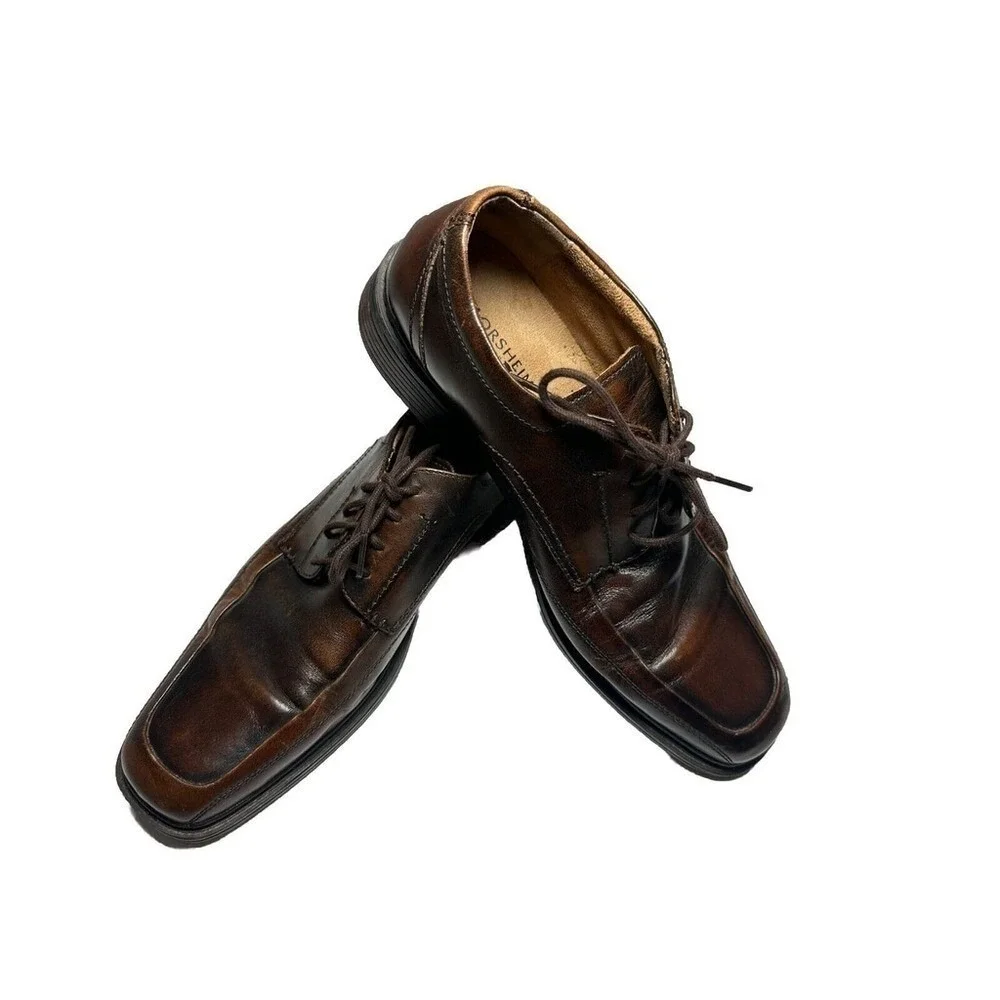Florsheim Men Dark Brown Leather Bicycle Toe Derby Lace Up Dress Shoes Size 10 D